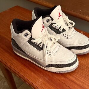 Jordan White and Black Sneakers with Red Accents